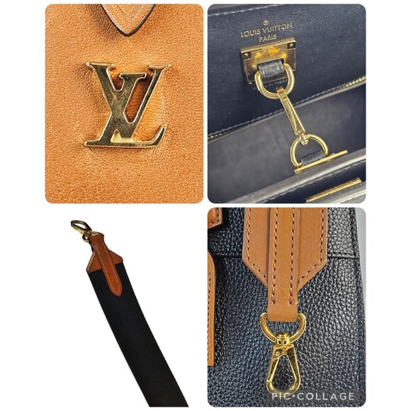 LOUIS VUITTON City Steamer Black Tan Leather Bag 2 Way Shoulder Strap Tote Bag - Picture 12 of 16